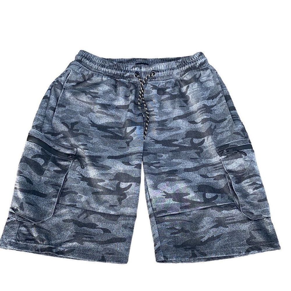 RBX Athletic Workout Cargo Shorts in Grey Camo Large
